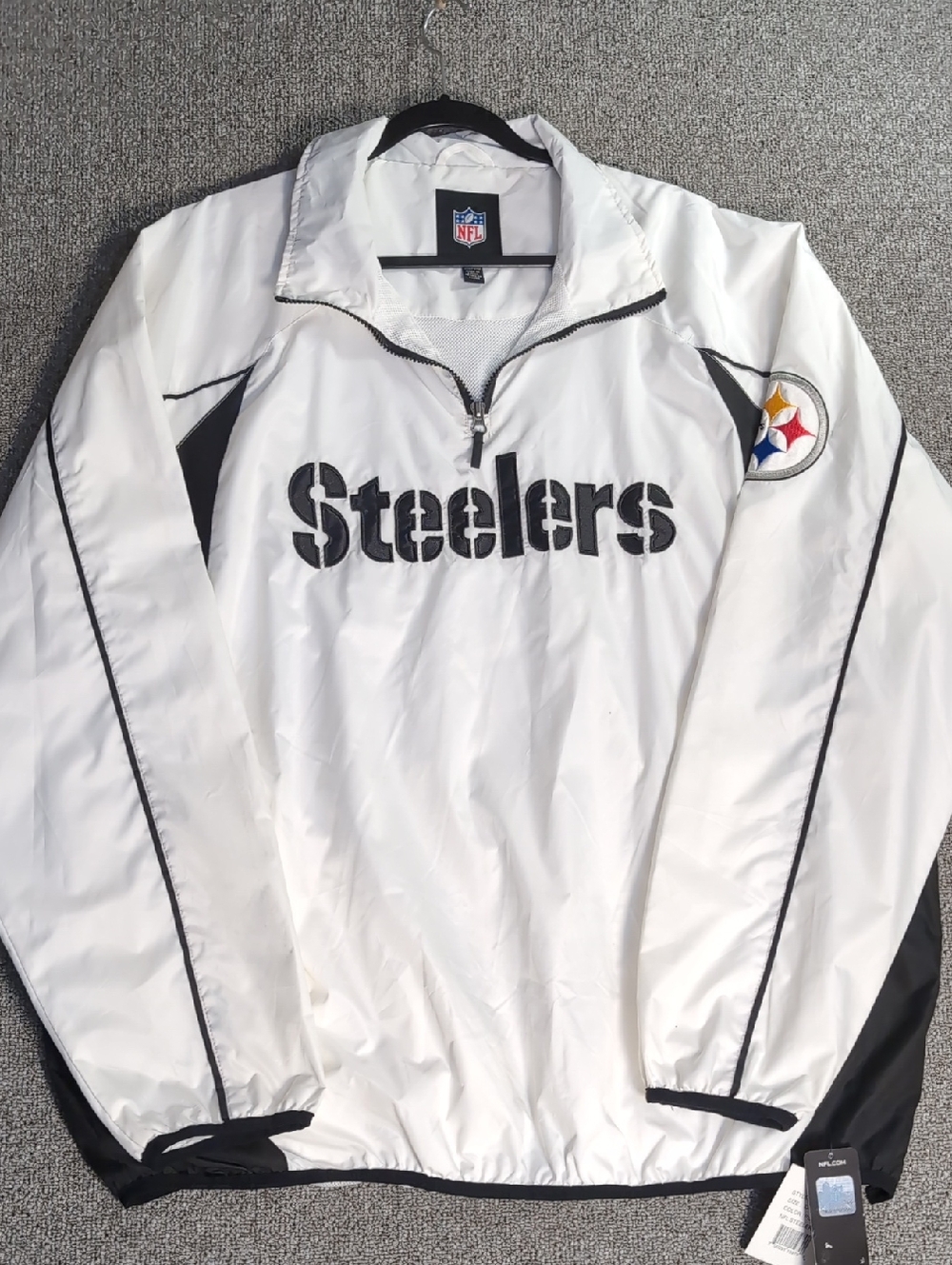 NWT NFL Team Apparel Steelers 1/4 Zip Windbreaker Sz 3XL in White/Black Pro Shop